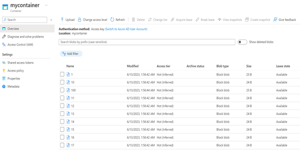 Storage Account Populated